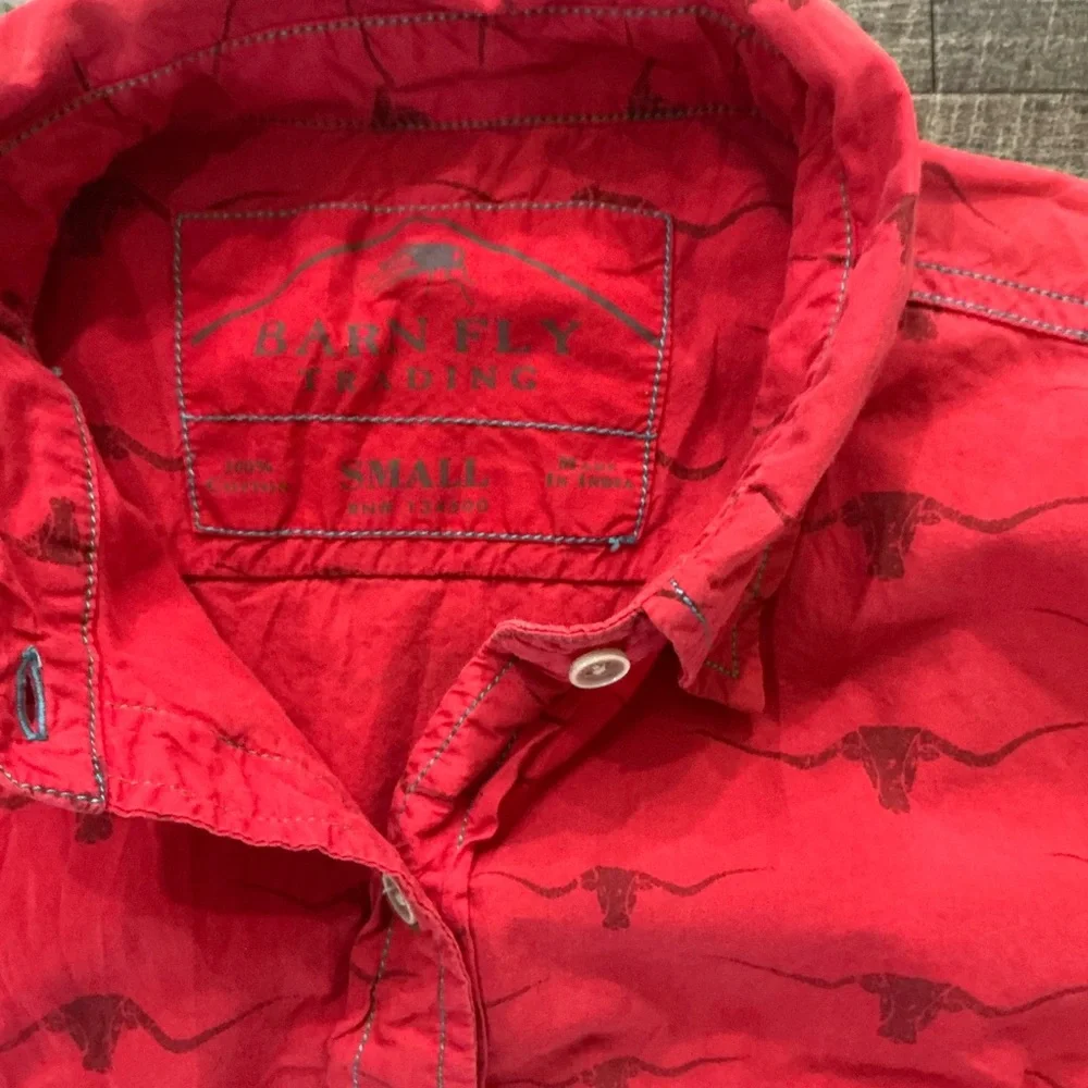 Barn Fly Trading Red Button Down Shirt - Picture 2 of 4